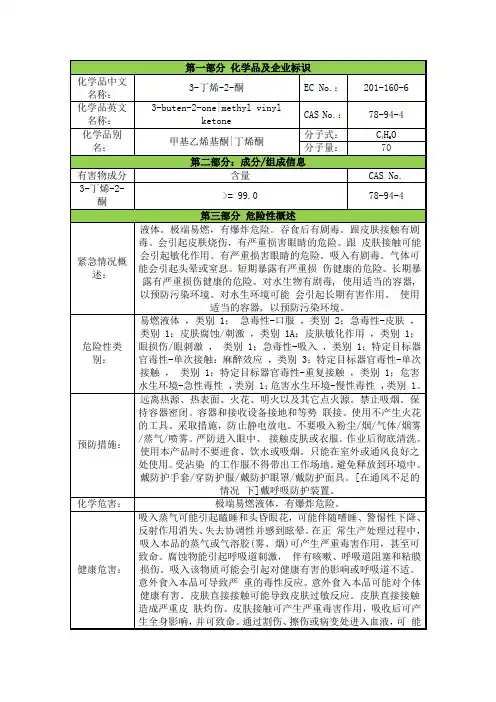 丁烯酮安全技术说明书msds