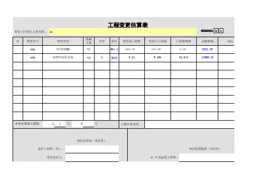 工程变更估算表