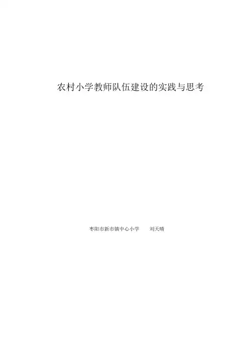 农村小学教师队伍建设的实践与思考
