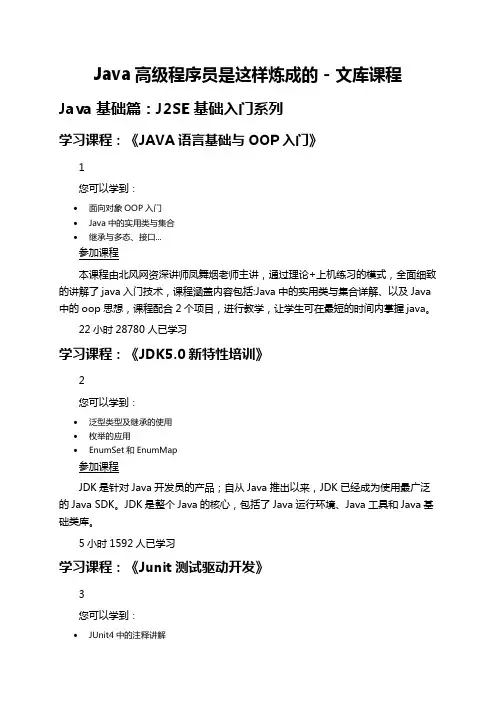 Java高级程序员是这样炼成的 - 文库课程