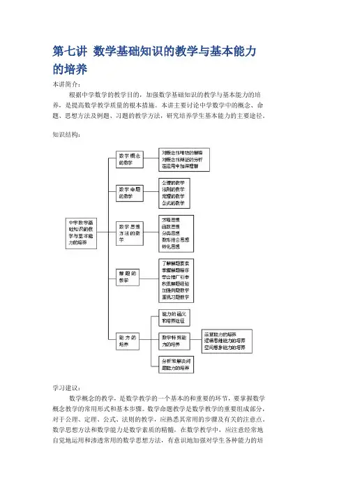 第七讲 数学基础知识的教学与基本能力的培养
