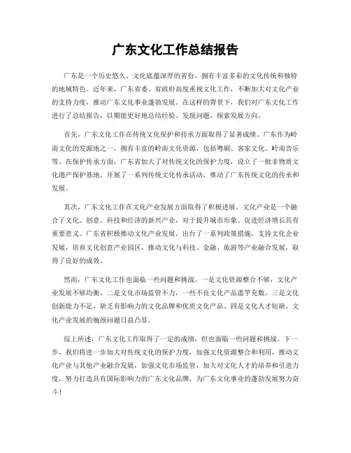 广东文化工作总结报告