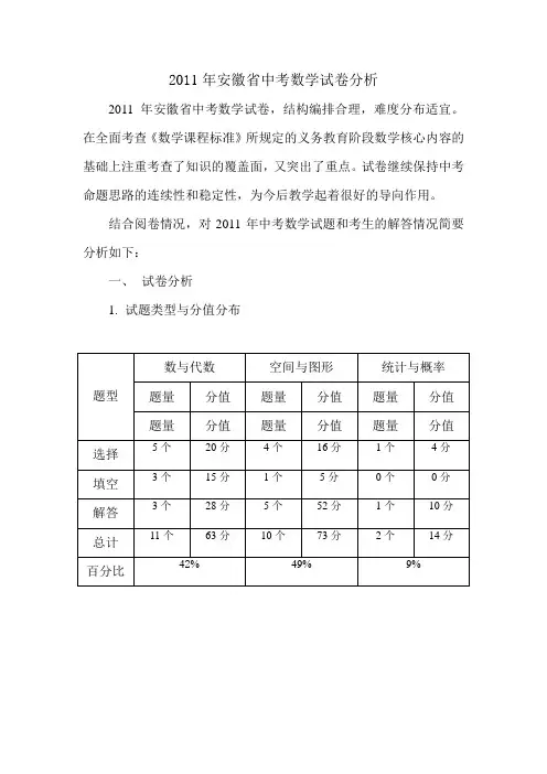中考数学试卷分析 2