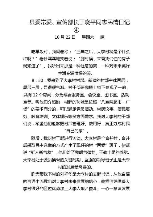 丁晓平 同志民情日记4