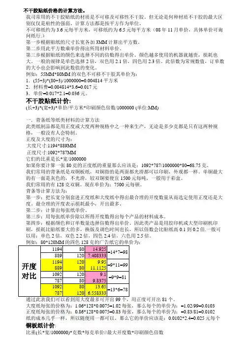 贴纸计算方法