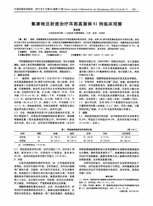 氟康唑注射液治疗耳部真菌病81例临床观察