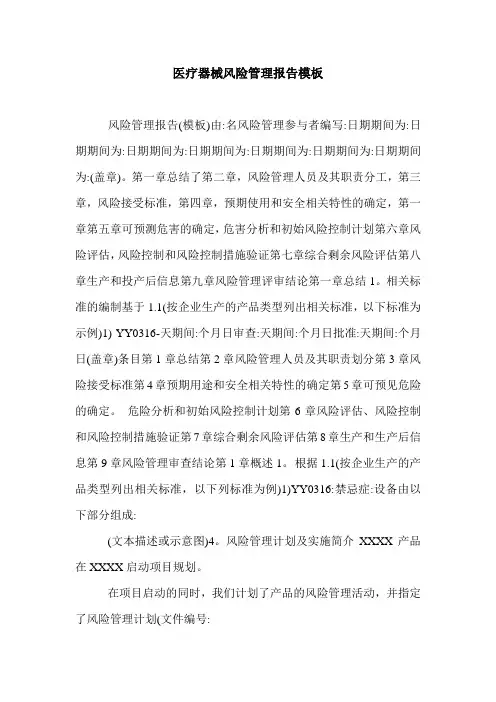 医疗器械风险管理报告模板.doc
