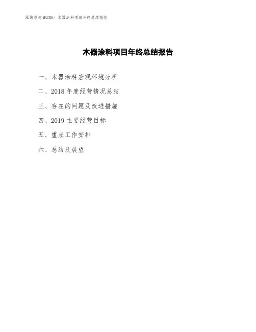 木器涂料项目年终总结报告