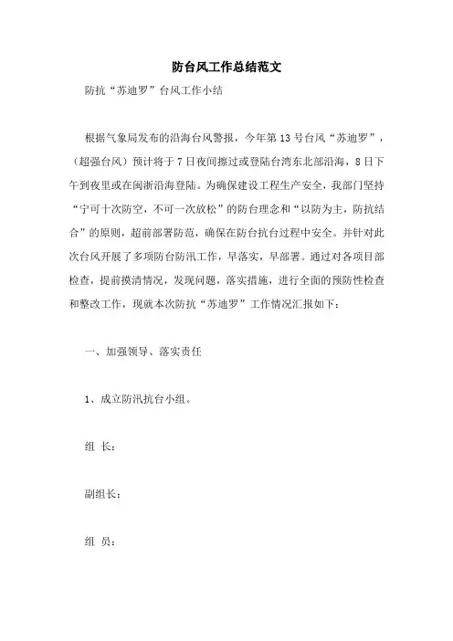 防台风工作总结范文