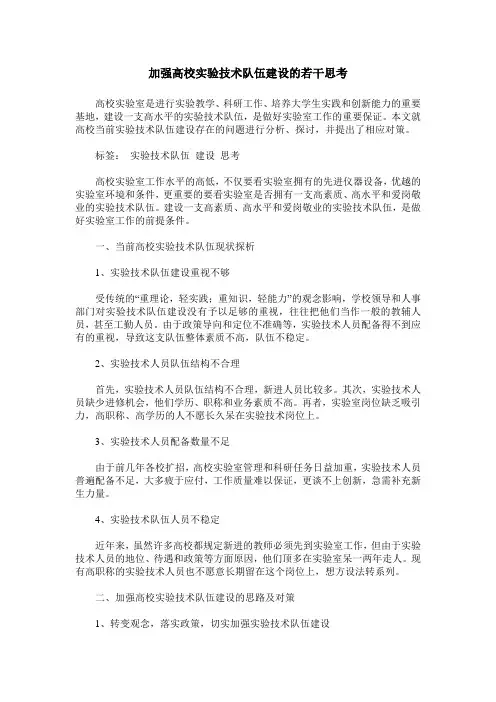加强高校实验技术队伍建设的若干思考