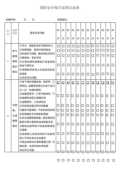 消防安全每日巡查记录表