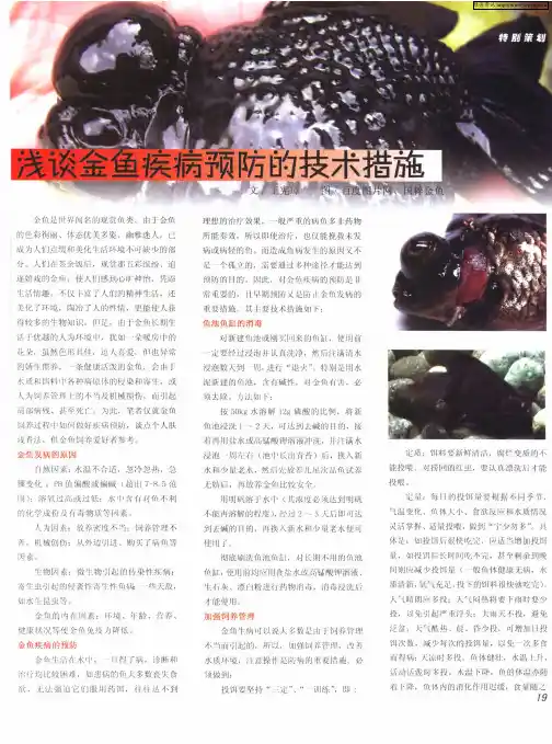 浅谈金鱼疾病预防的技术措施