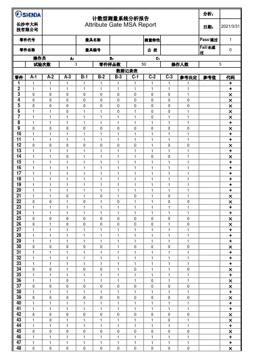 计数型MSA测量系统分析报告(模板)