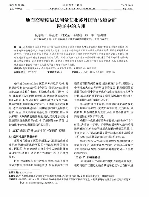 地面高精度磁法测量在北苏丹国哈马迪金矿勘查中的应用