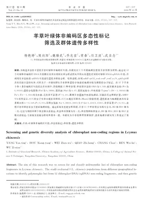 羊草叶绿体非编码区多态性标记筛选及群体遗传多样性