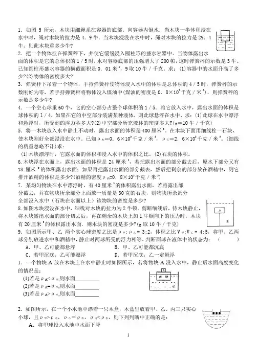 浮力提高练习