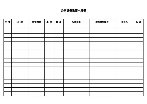 公共设备设施一览表
