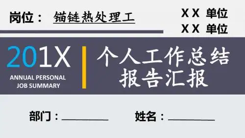锚链热处理工岗位个人工作总结汇报报告PPT模板
