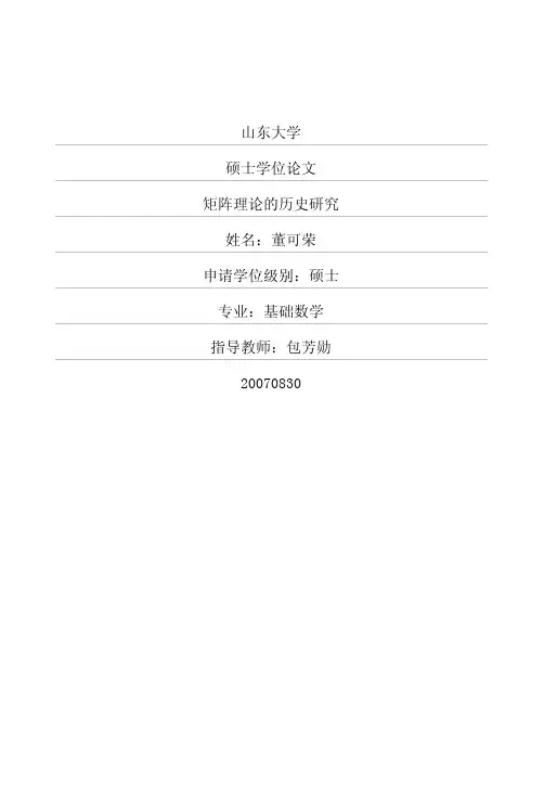 矩阵理论的历史研究