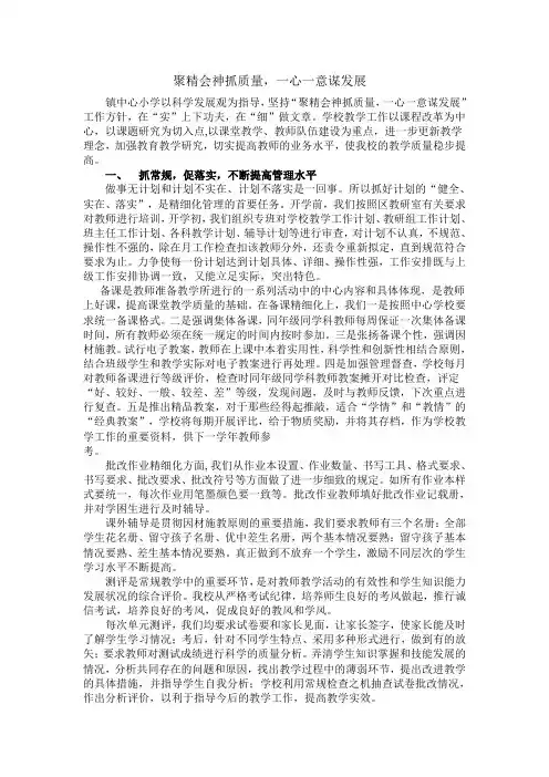 聚精会神抓质量,一心一意谋发展 教学经验材料