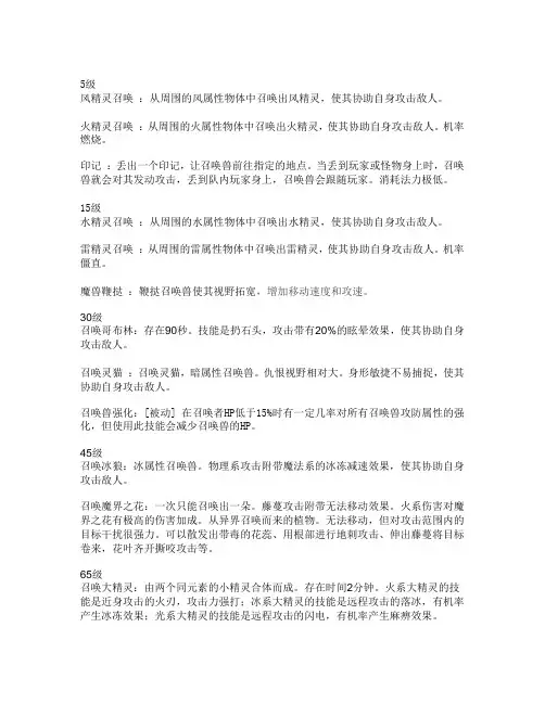 召唤师技能