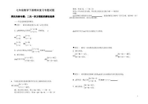 (整理版)七年级数学下册期末复习专题试题