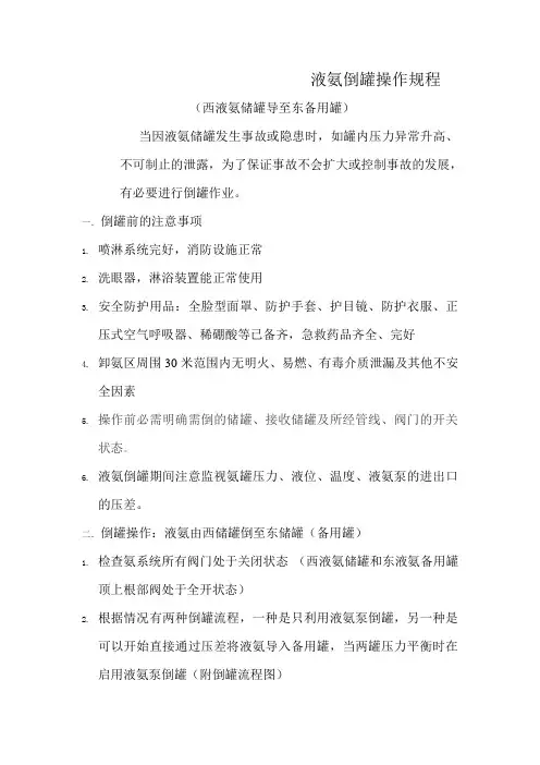 液氨倒罐操作规程