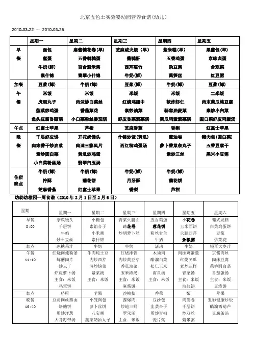 幼儿园营养食谱