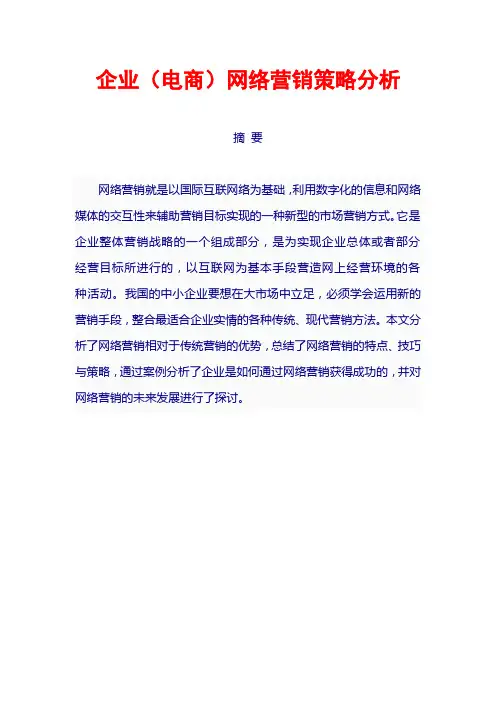 企业(电商)网络营销策略分析