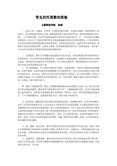 (完整版)常见的河道整治措施