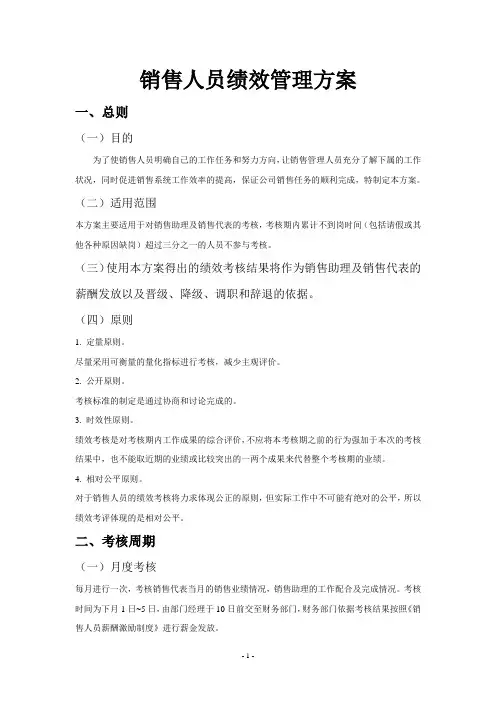 销售人员绩效管理方案