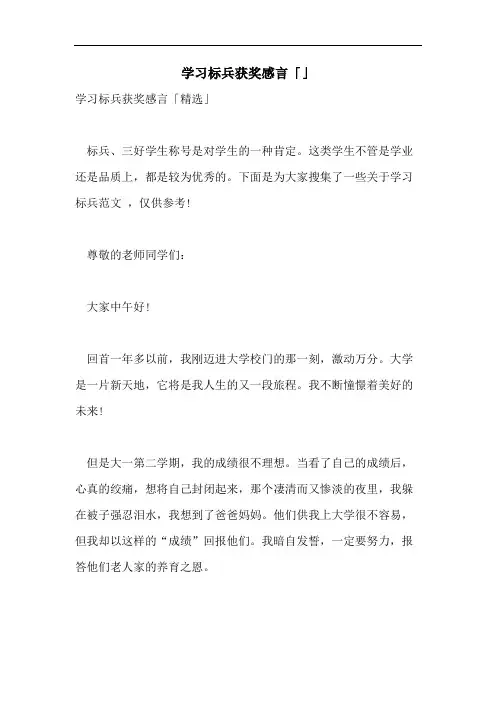 学习标兵获奖感言「」