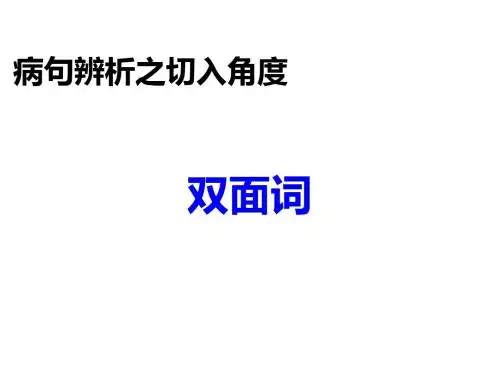 病句辨析之双面词