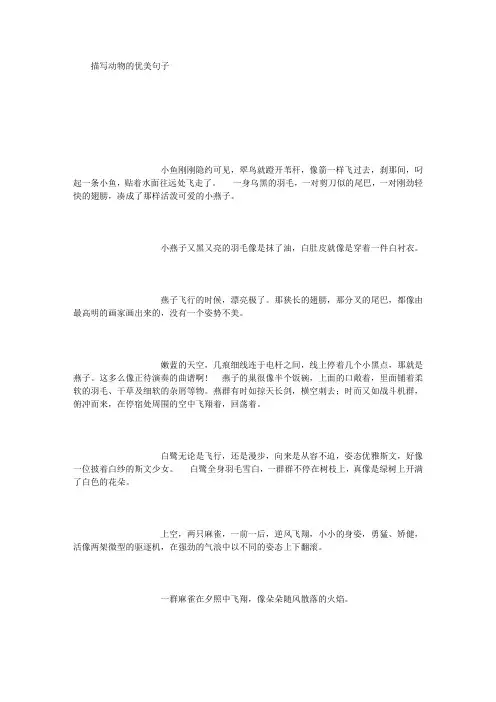 描写动物的优美句子要点