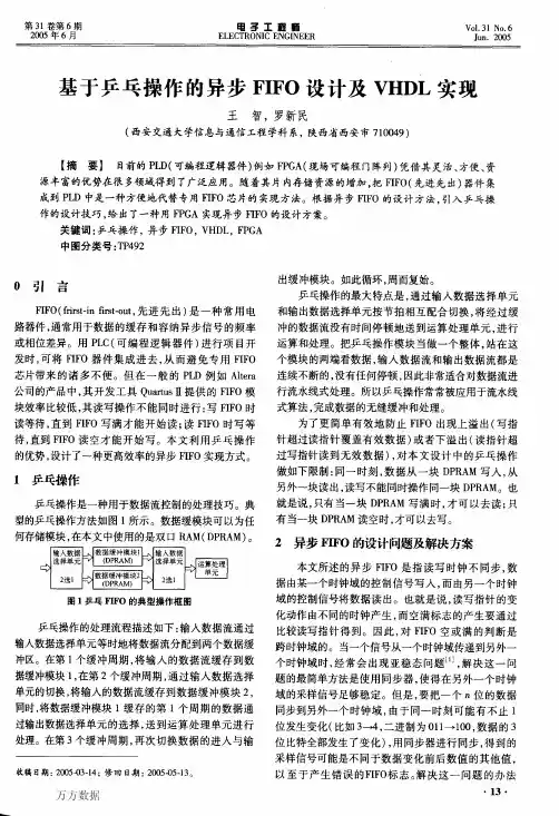 基于乒乓操作的异步FIFO设计及VHDL实现