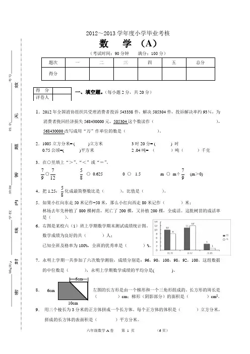 2013年毕业考核A卷