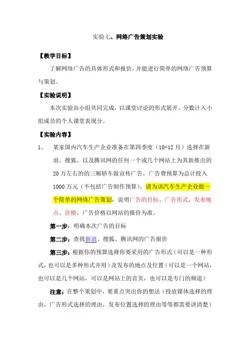 网络广告策划实验-广告投放