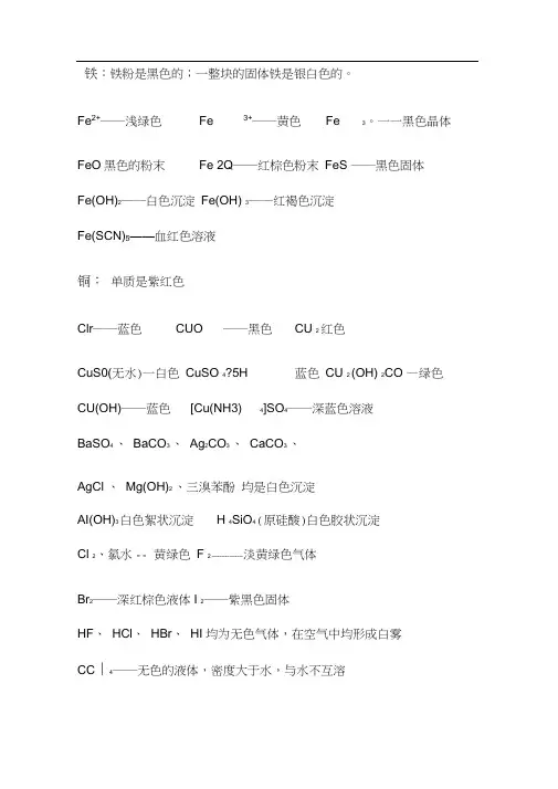 高中化学常用离子的颜色.docx
