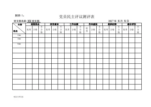 党员民主评议测评表
