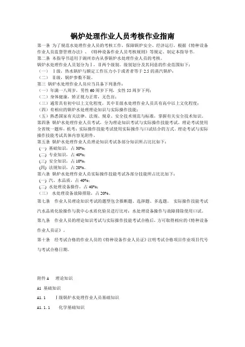 锅炉处理作业人员考核作业指南