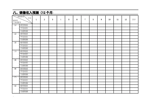 销售收入预测(12个月)
