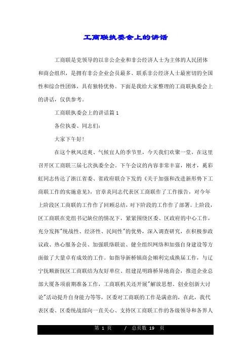 工商联执委会上的讲话.doc