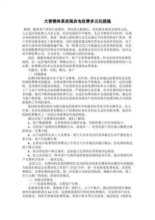 大营销体系实现农电收费多元化措施