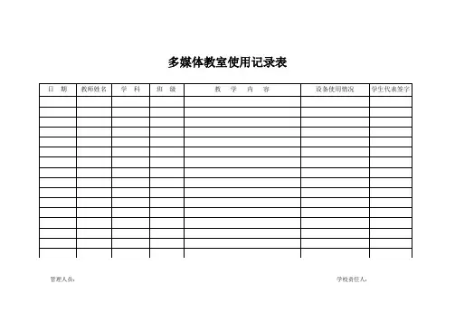 多媒体教室使用登记表