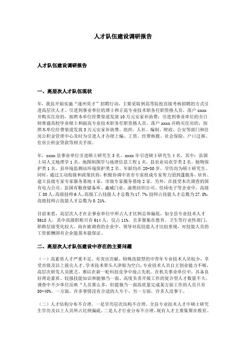 人才队伍建设调研报告 2
