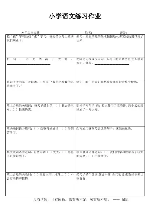 小学六年级语文课堂延伸训练I (38)