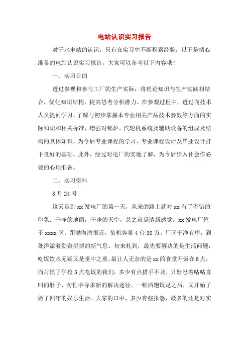 电站认识实习报告