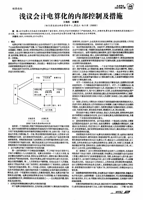 浅议会计电算化的内部控制及措施