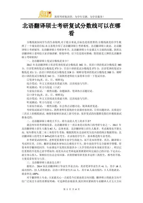 北语翻译硕士考研复试分数线可以在哪看