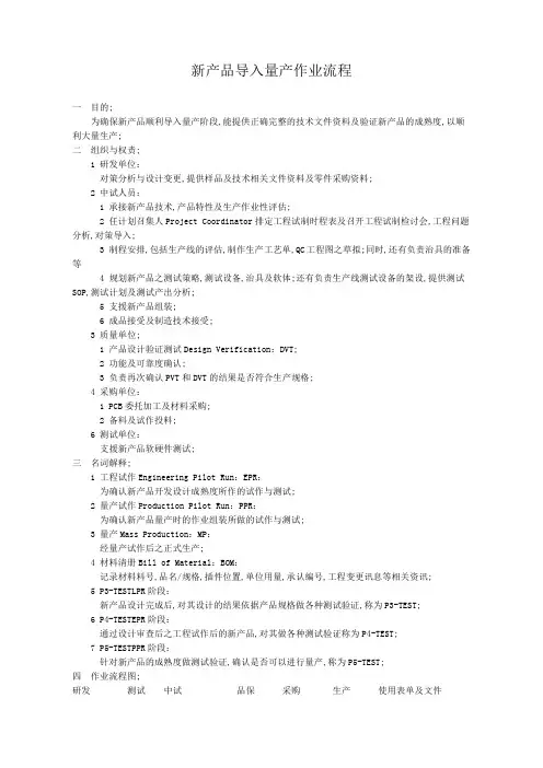 新产品试产作业流程